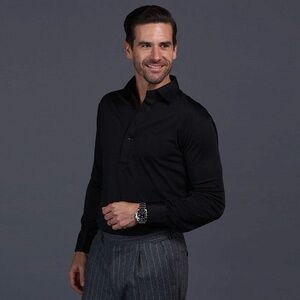 Collars & Co. Semi-Spread Collar Polo - Black